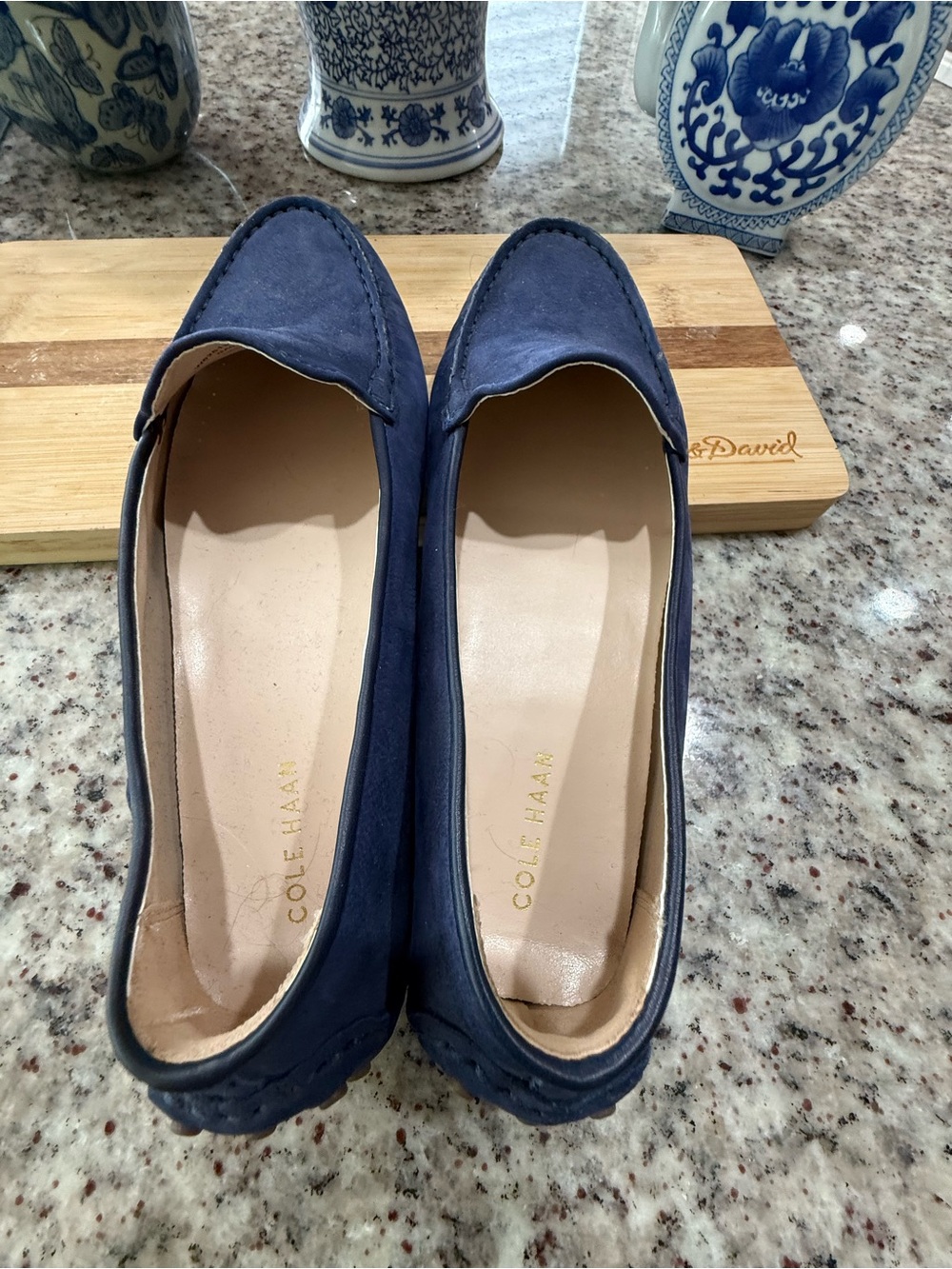 Cole Haan Navy Suede Slip-On Loafers - Picture 2 of 9